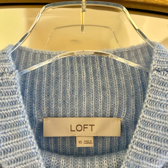 Blue Ribbed Knit Sweater - Picture 3 of 4